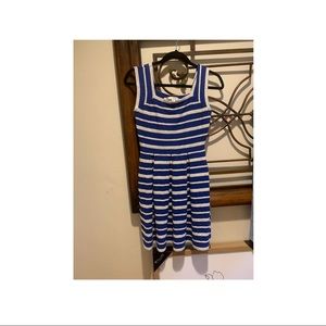 Fitted Royal Blue and Cream Braided striped dress